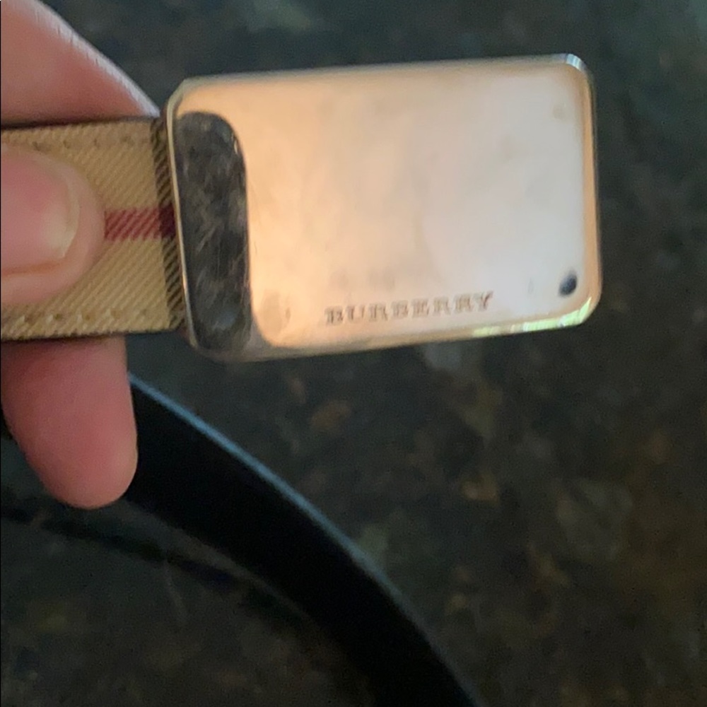Burberry Haymarket Check Belt Silver Buckle